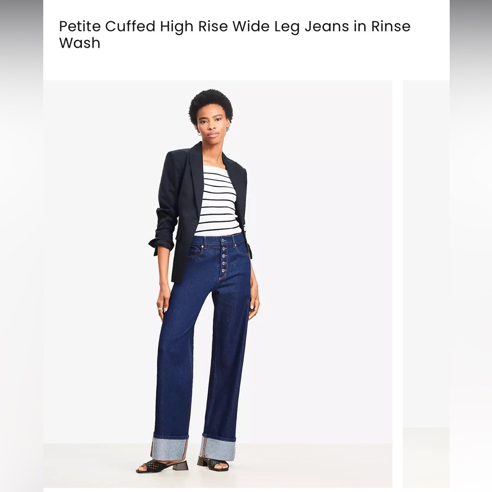 NWT-Loft Petite Cuffed High Rise Wide Leg Jean